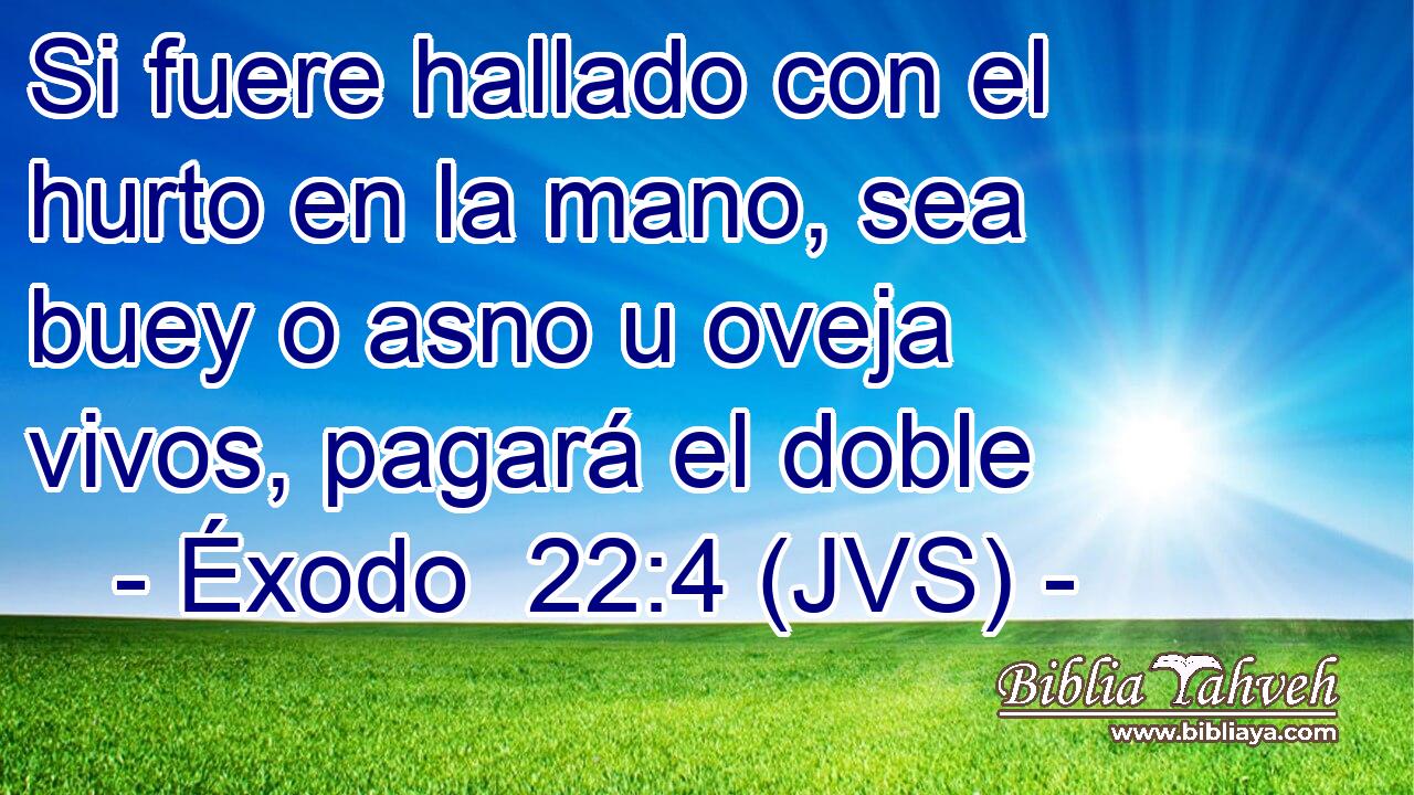 Si fuere hallado con el hurto en la mano, sea buey o asno u oveja vivos, pagará el doble