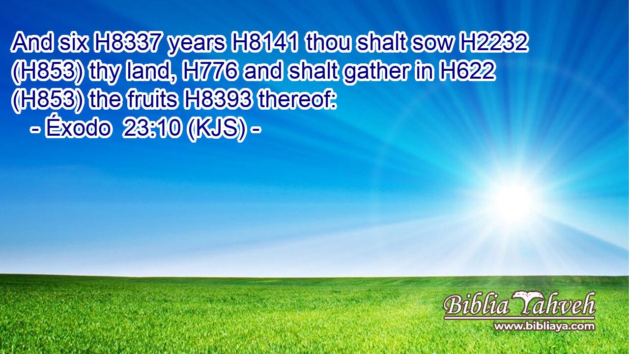 And six H8337 years H8141 thou shalt sow H2232 (H853) thy land, H776 and shalt gather in H622 (H853) the fruits H8393 thereof:
