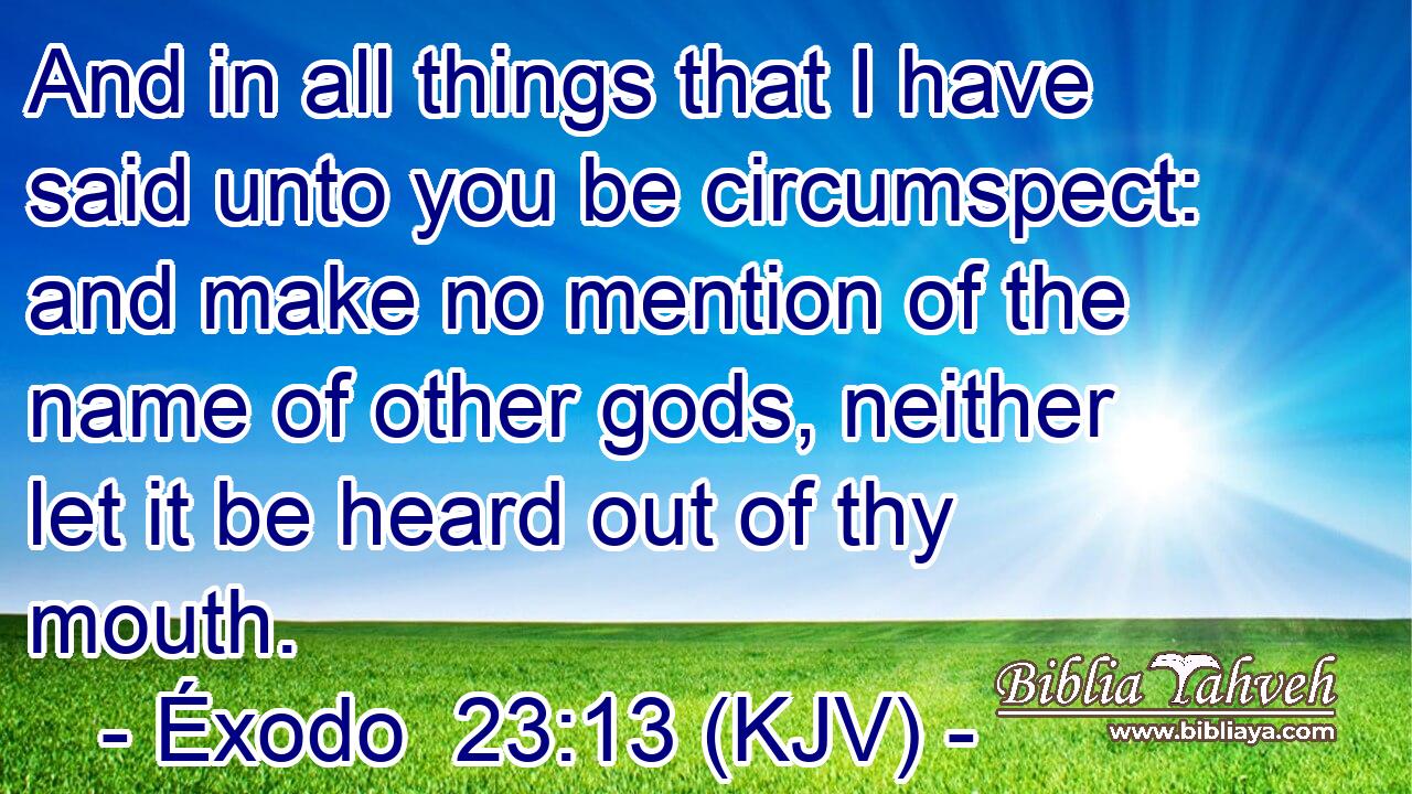 And in all things that I have said unto you be circumspect: and make no mention of the name of other gods, neither let it be heard out of thy mouth.
