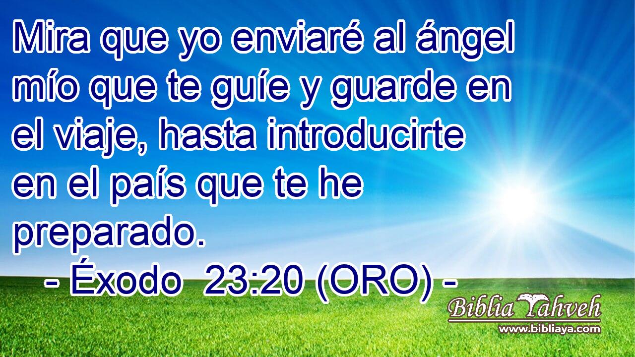  Mira que yo enviaré al ángel mío que te guíe y guarde en el viaje, hasta introducirte en el país que te he preparado. 