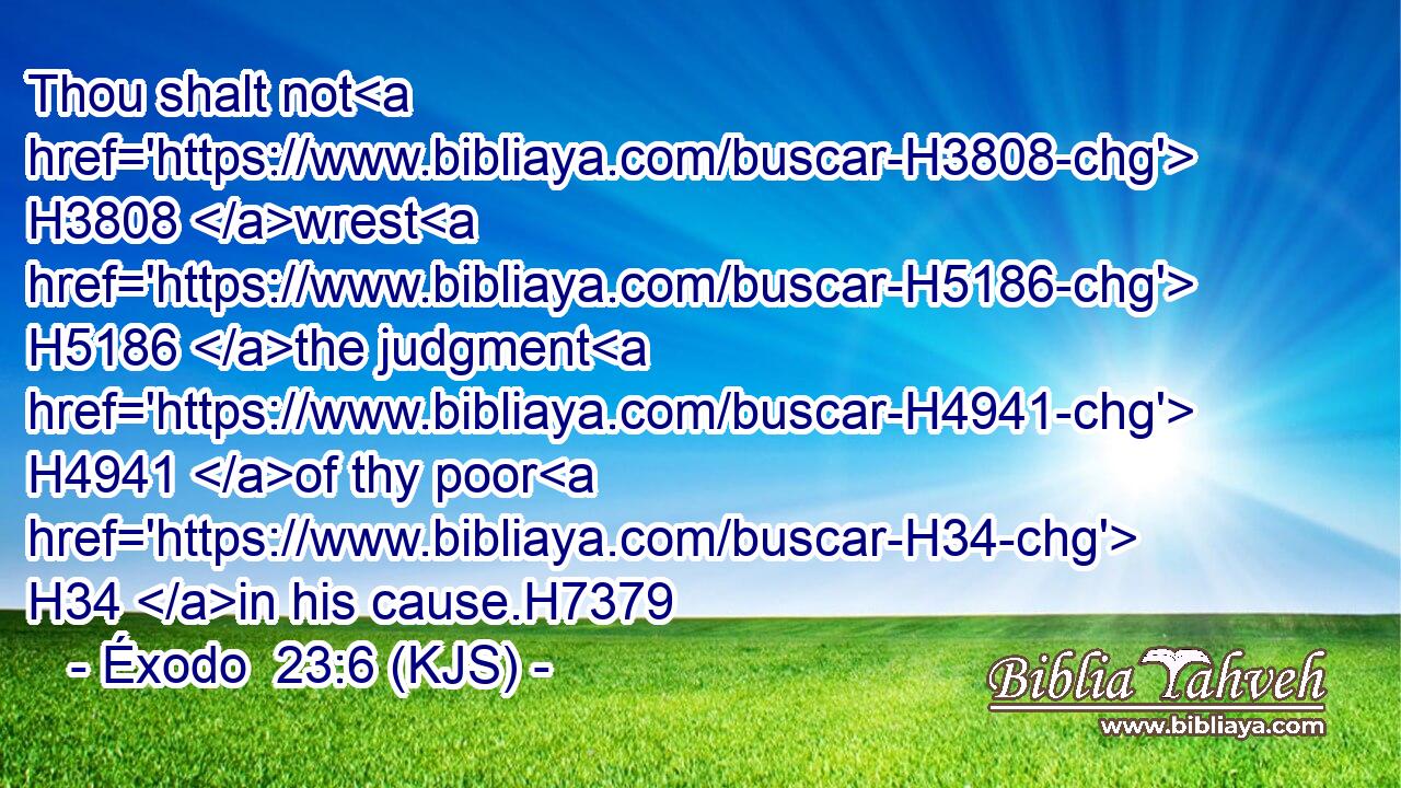 Thou shalt not H3808 wrest H5186 the judgment H4941 of thy poor H34 in his cause.H7379