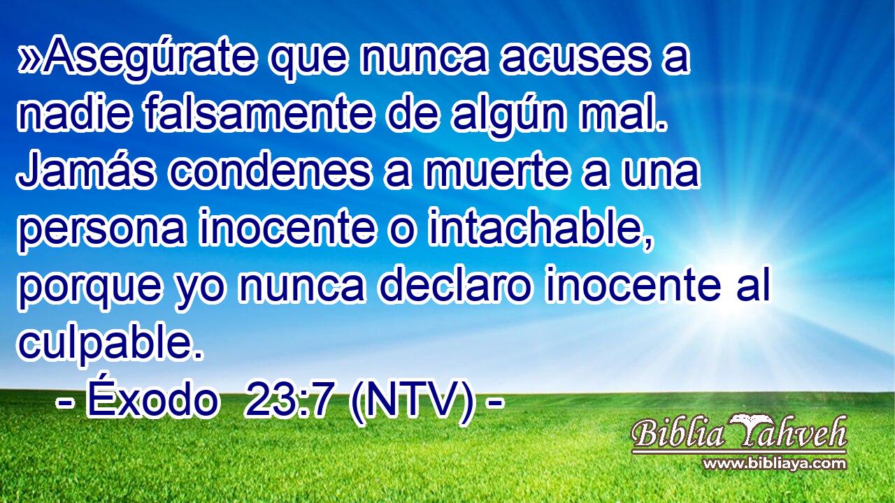»Asegúrate que nunca acuses a nadie falsamente de algún mal. Jamás condenes a muerte a una persona inocente o intachable, porque yo nunca declaro inocente al culpable.