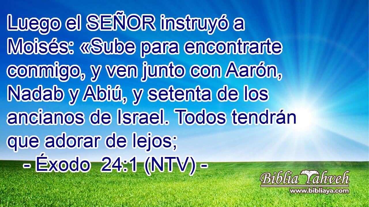 Luego el SEÑOR instruyó a Moisés: «Sube para encontrarte conmigo, y ven junto con Aarón, Nadab y Abiú, y setenta de los ancianos de Israel. Todos tendrán que adorar de lejos;