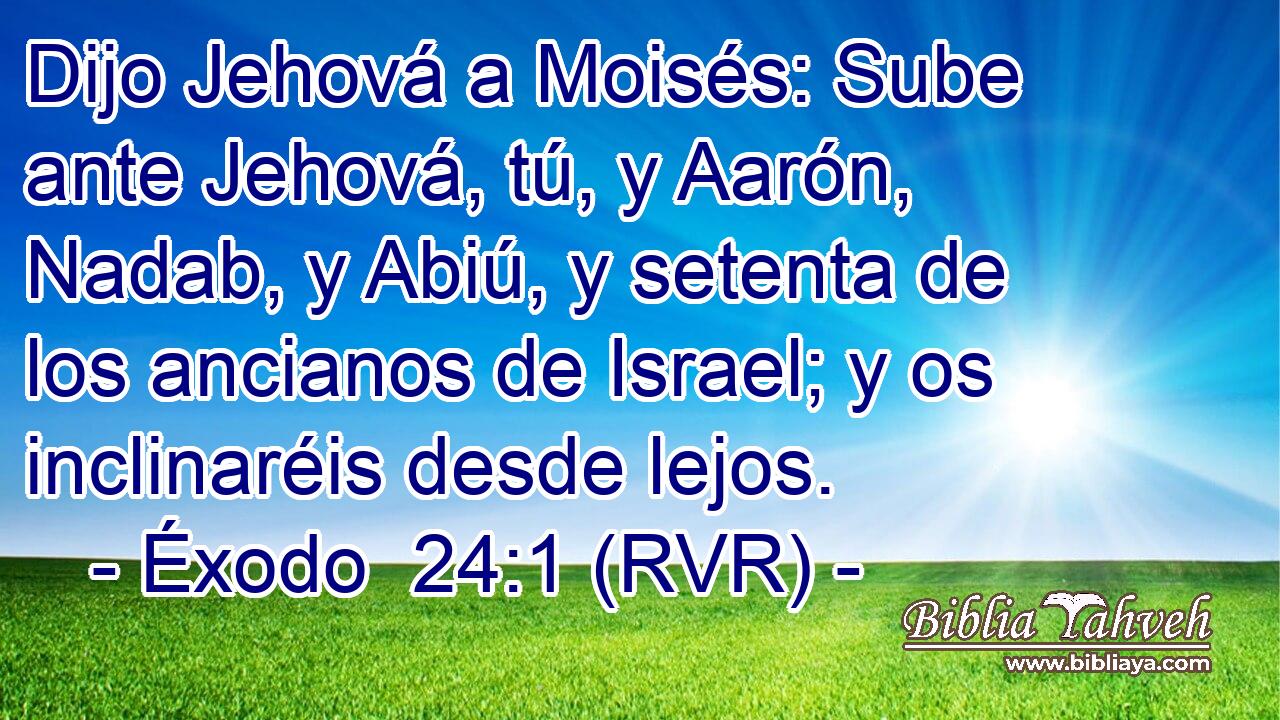 Dijo Jehová a Moisés: Sube ante Jehová, tú, y Aarón, Nadab, y Abiú, y setenta de los ancianos de Israel; y os inclinaréis desde lejos.
