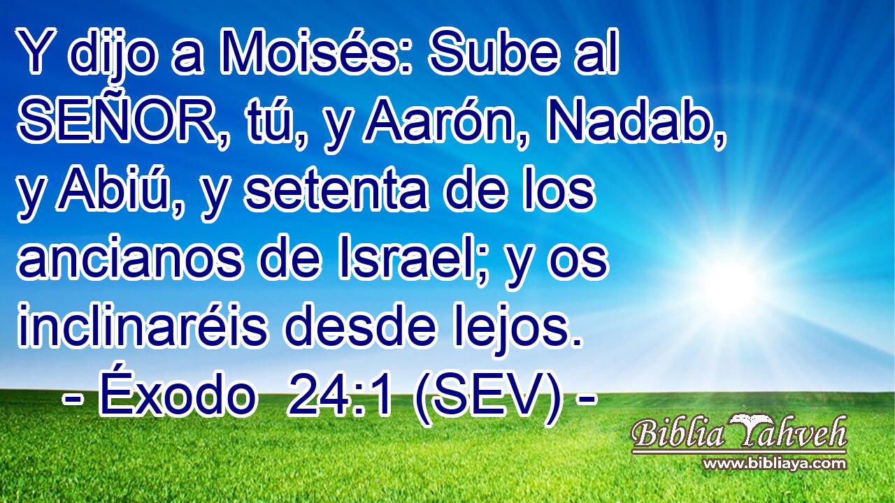 Y dijo a Moisés: Sube al SEÑOR, tú, y Aarón, Nadab, y Abiú, y setenta de los ancianos de Israel; y os inclinaréis desde lejos.