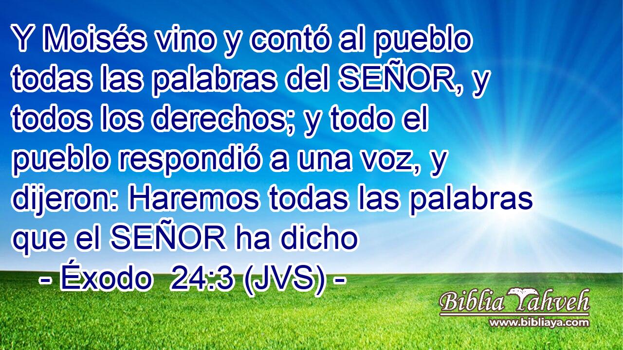 Y Moisés vino y contó al pueblo todas las palabras del SEÑOR, y todos los derechos; y todo el pueblo respondió a una voz, y dijeron: Haremos todas las palabras que el SEÑOR ha dicho