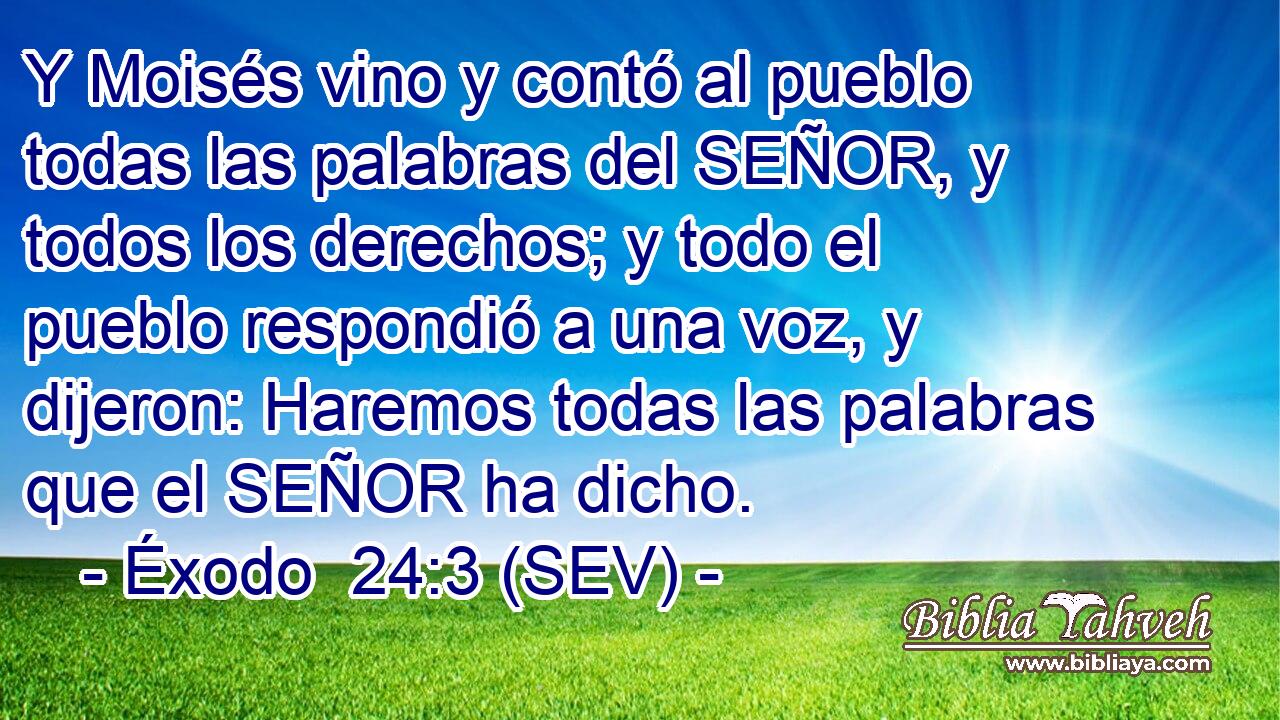 Y Moisés vino y contó al pueblo todas las palabras del SEÑOR, y todos los derechos; y todo el pueblo respondió a una voz, y dijeron: Haremos todas las palabras que el SEÑOR ha dicho.
