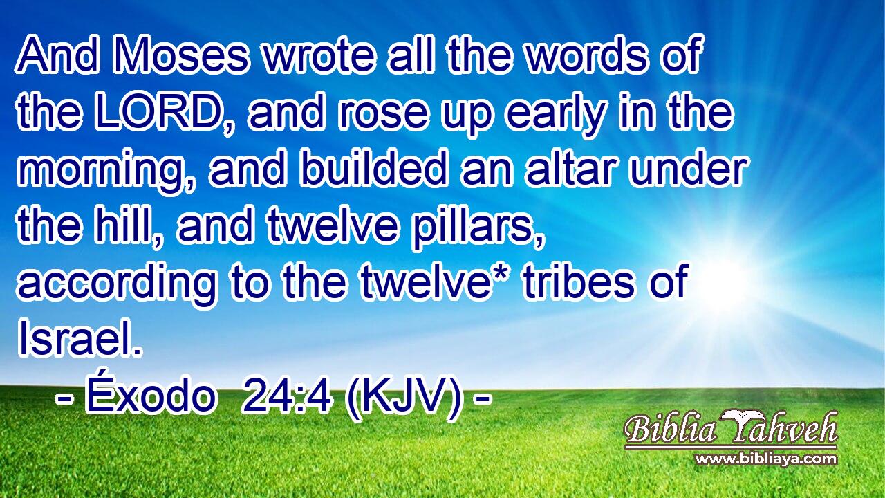 And Moses wrote all the words of the LORD, and rose up early in the morning, and builded an altar under the hill, and twelve pillars, according to the twelve* tribes of Israel.