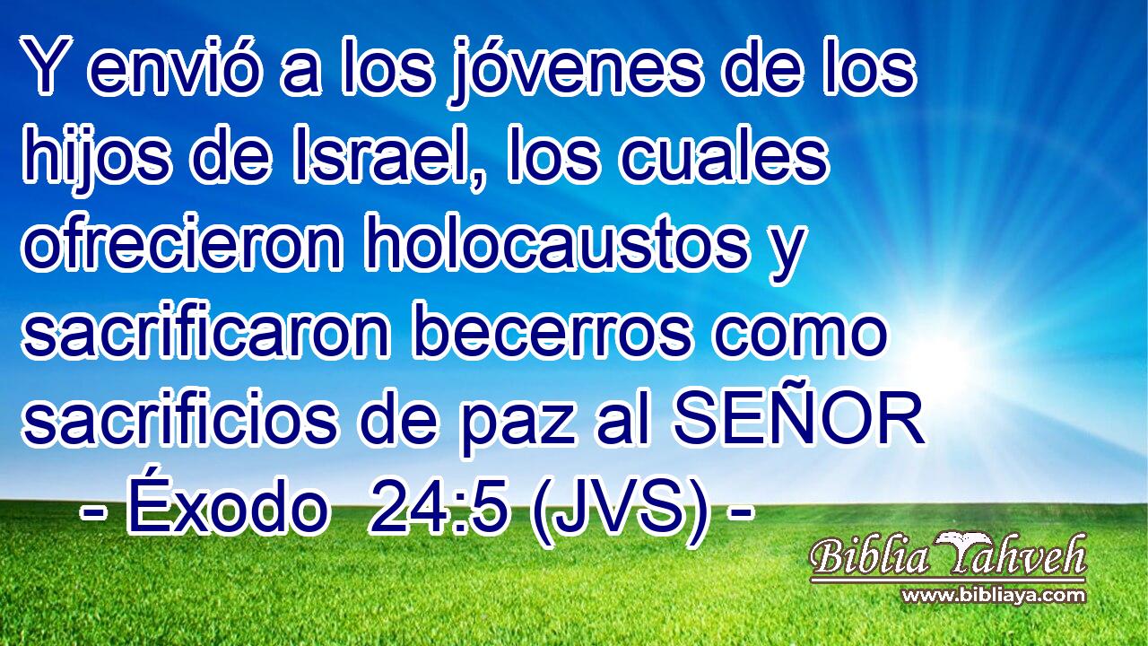 Y envió a los jóvenes de los hijos de Israel, los cuales ofrecieron holocaustos y sacrificaron becerros como sacrificios de paz al SEÑOR