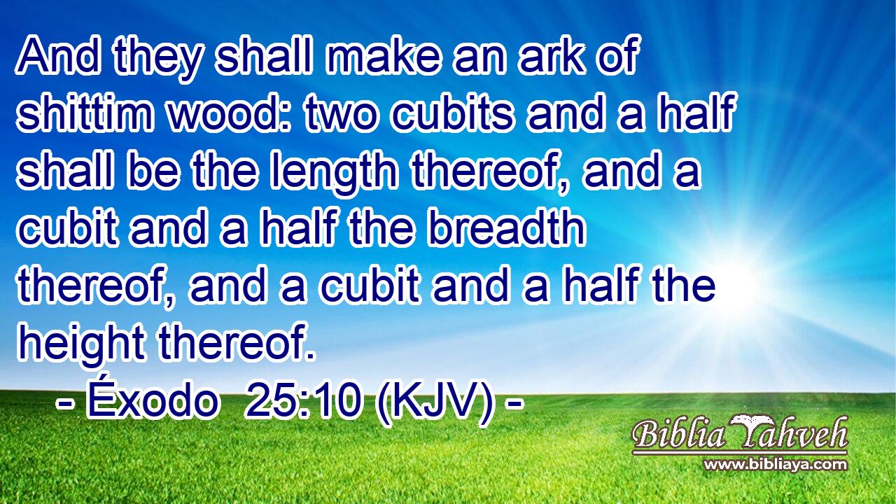 And they shall make an ark of shittim wood: two cubits and a half shall be the length thereof, and a cubit and a half the breadth thereof, and a cubit and a half the height thereof.