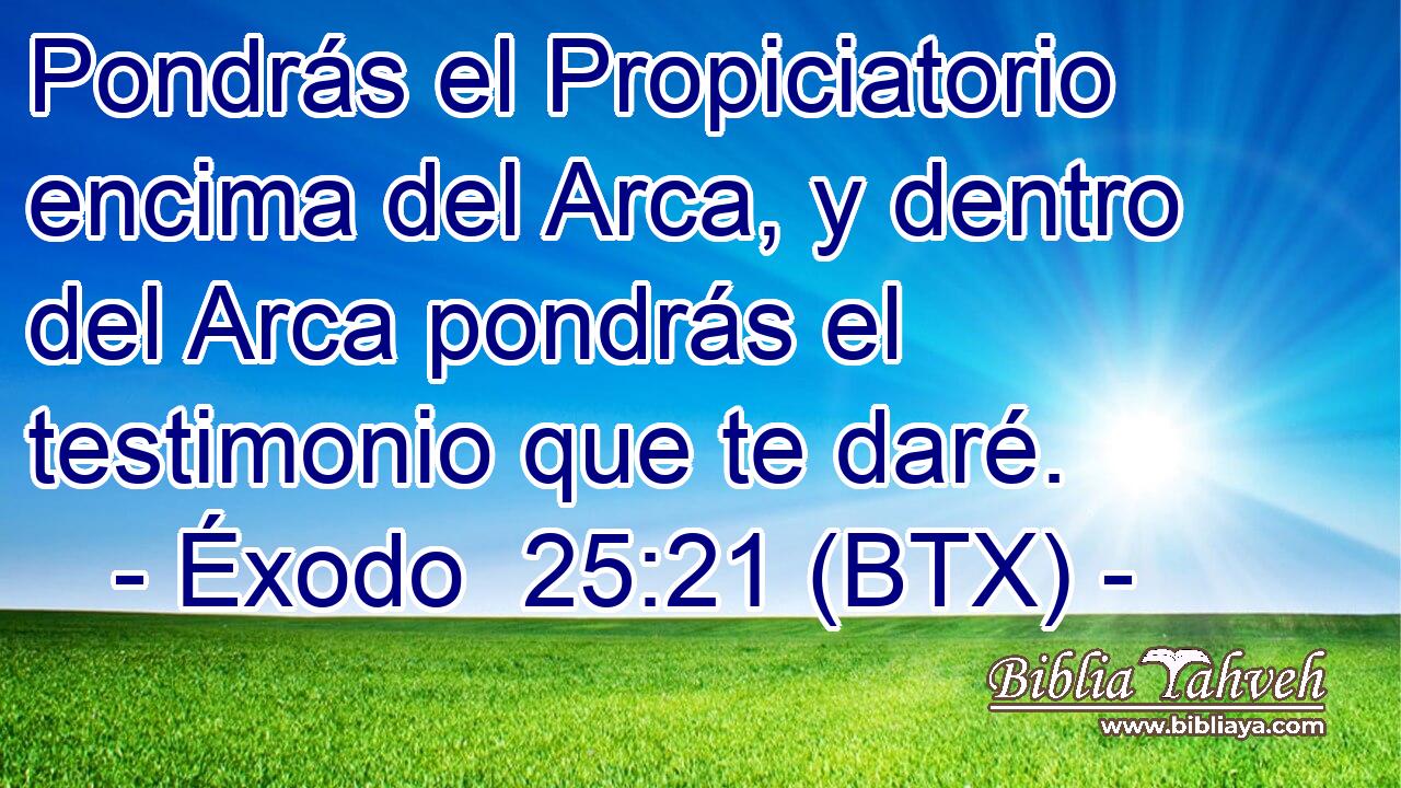 Pondrás el Propiciatorio encima del Arca, y dentro del Arca pondrás el testimonio que te daré.