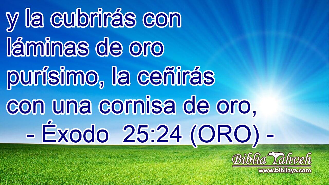  y la cubrirás con láminas de oro purísimo, la ceñirás con una cornisa de oro, 