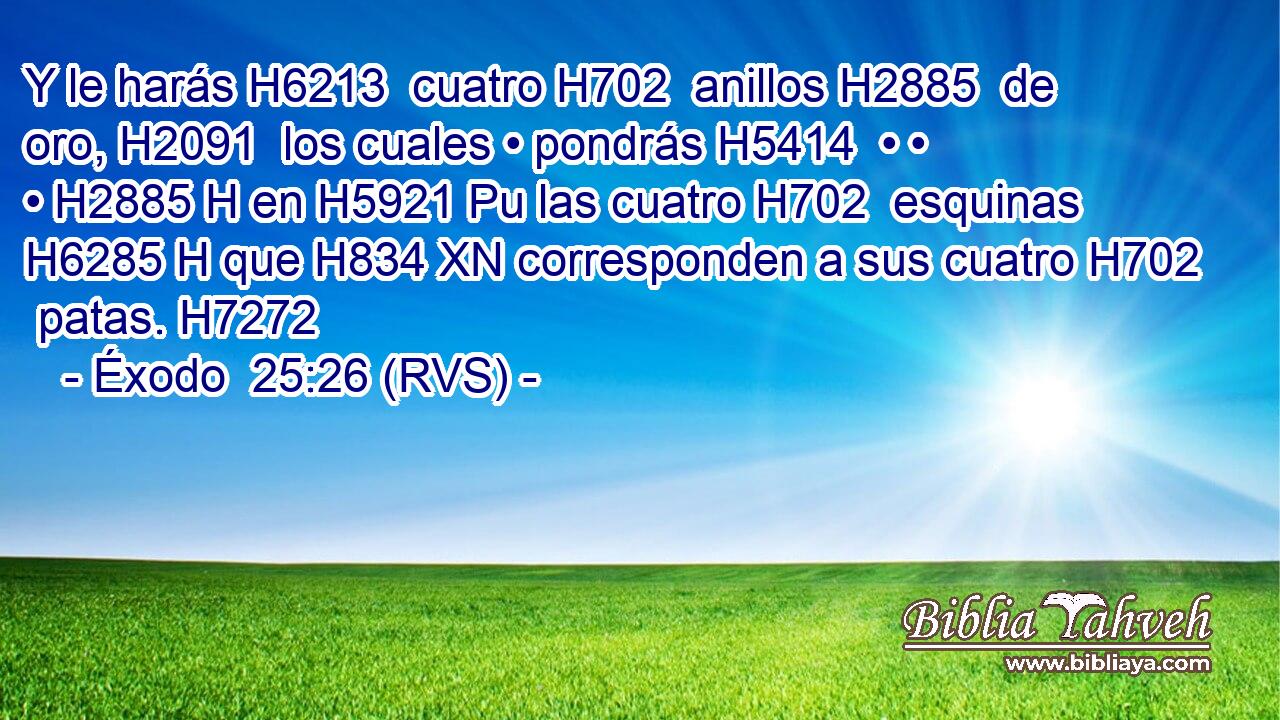 Y le harás H6213  cuatro H702  anillos H2885  de oro, H2091  los cuales • pondrás H5414  • • • H2885 H en H5921 Pu las cuatro H702  esquinas H6285 H que H834 XN corresponden a sus cuatro H702  patas. H7272  