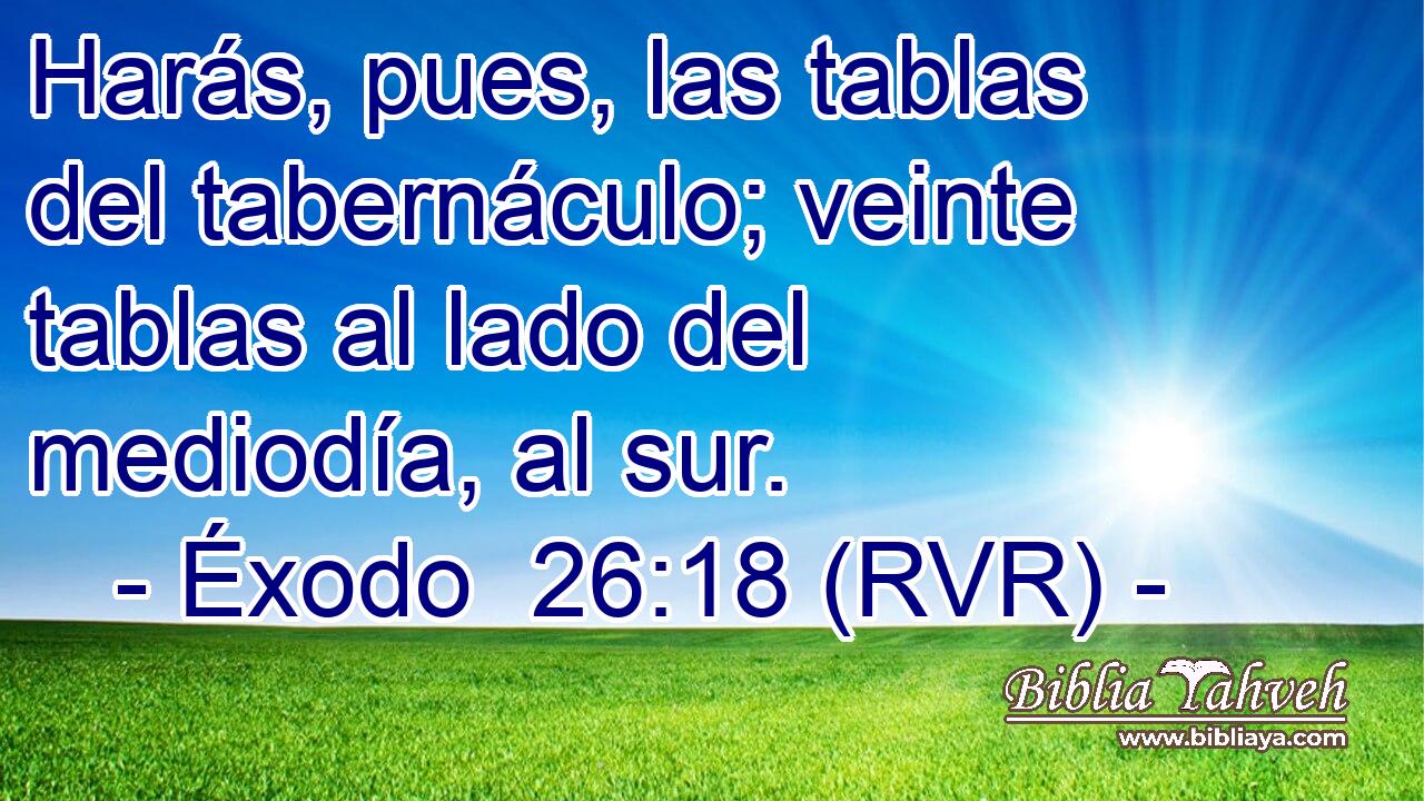 Harás, pues, las tablas del tabernáculo; veinte tablas al lado del mediodía, al sur.