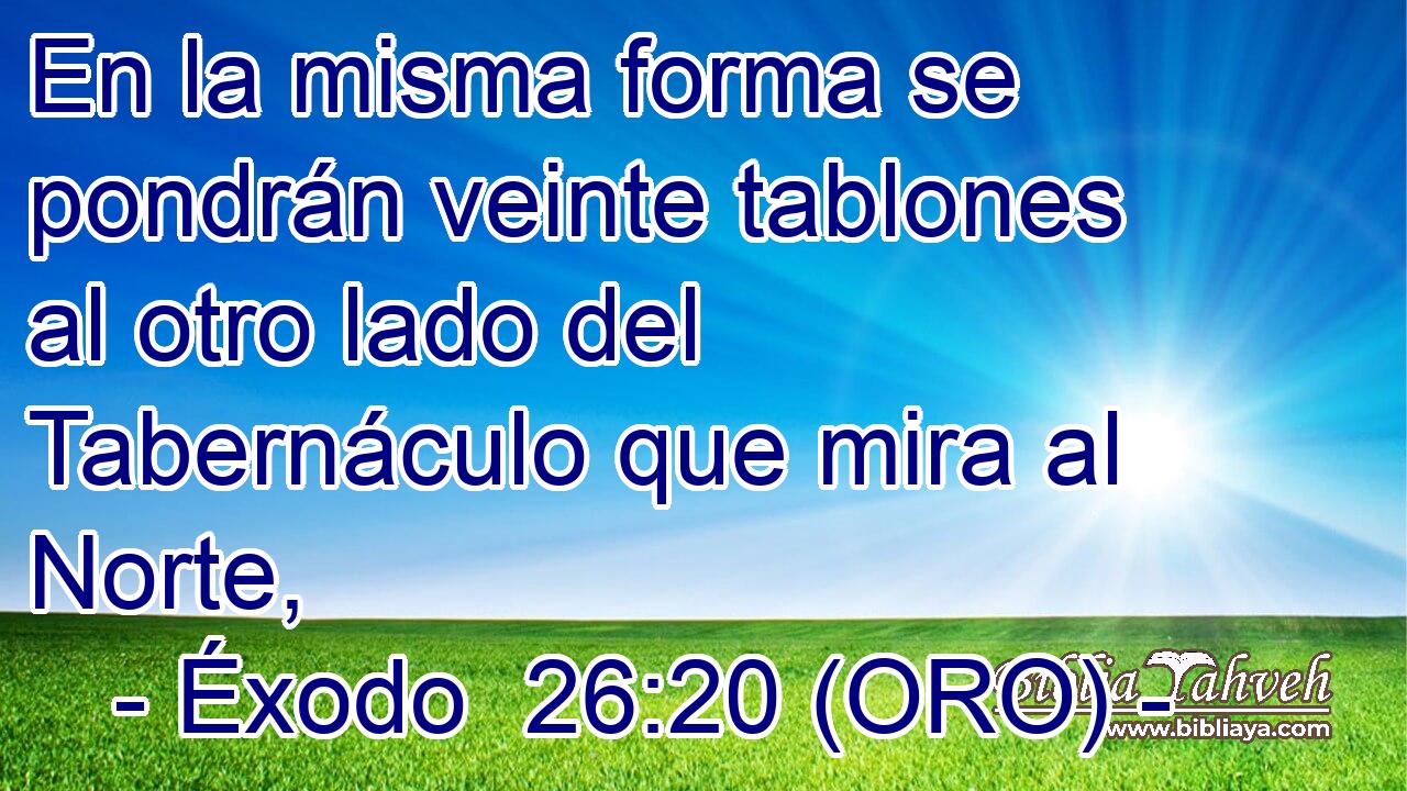  En la misma forma se pondrán veinte tablones al otro lado del Tabernáculo que mira al Norte, 