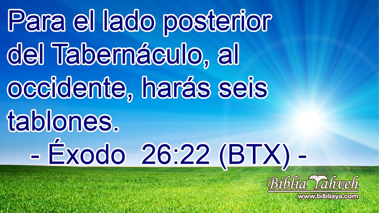 Para el lado posterior del Tabernáculo, al occidente, harás seis tablones.