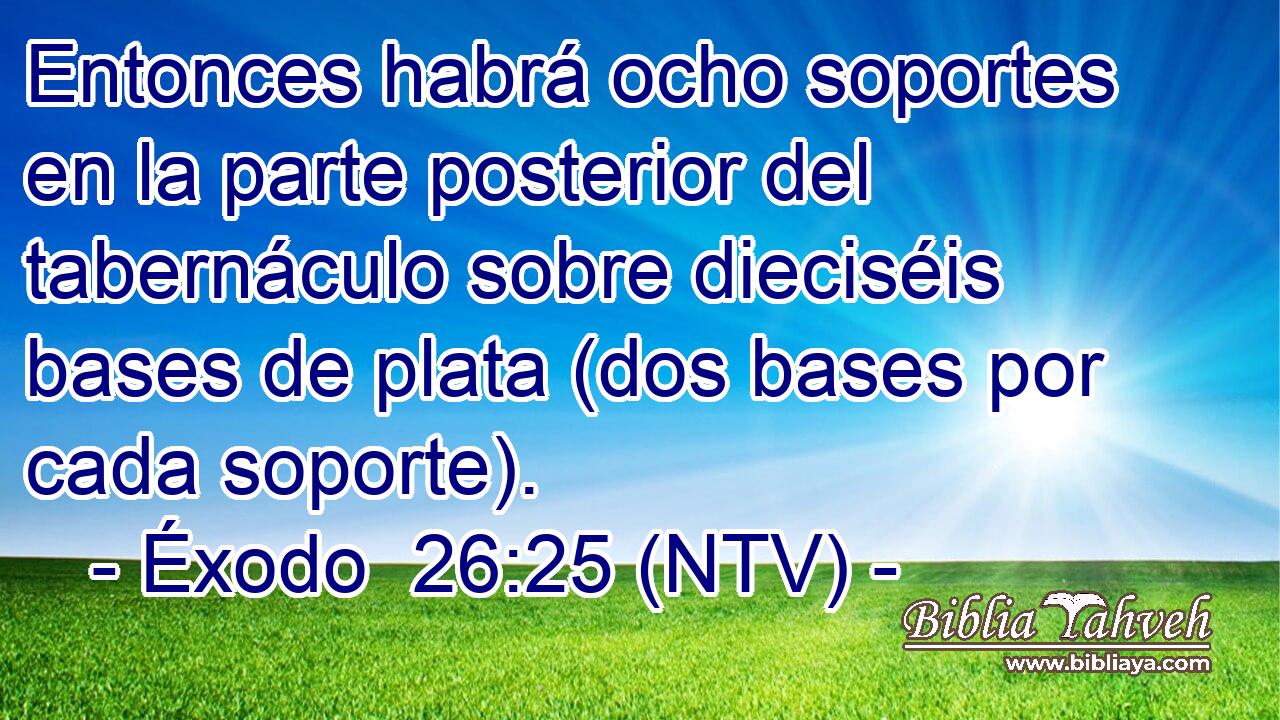 Entonces habrá ocho soportes en la parte posterior del tabernáculo sobre dieciséis bases de plata (dos bases por cada soporte).