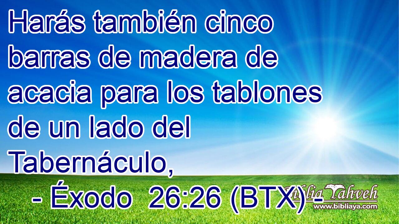 Harás también cinco barras de madera de acacia para los tablones de un lado del Tabernáculo,