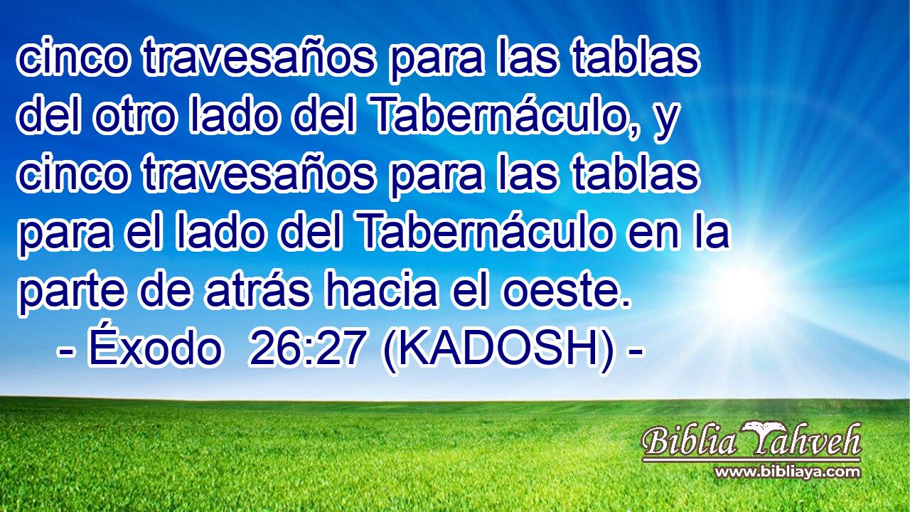  cinco travesaños para las tablas del otro lado del Tabernáculo, y cinco travesaños para las tablas para el lado del Tabernáculo en la parte de atrás hacia el oeste. 