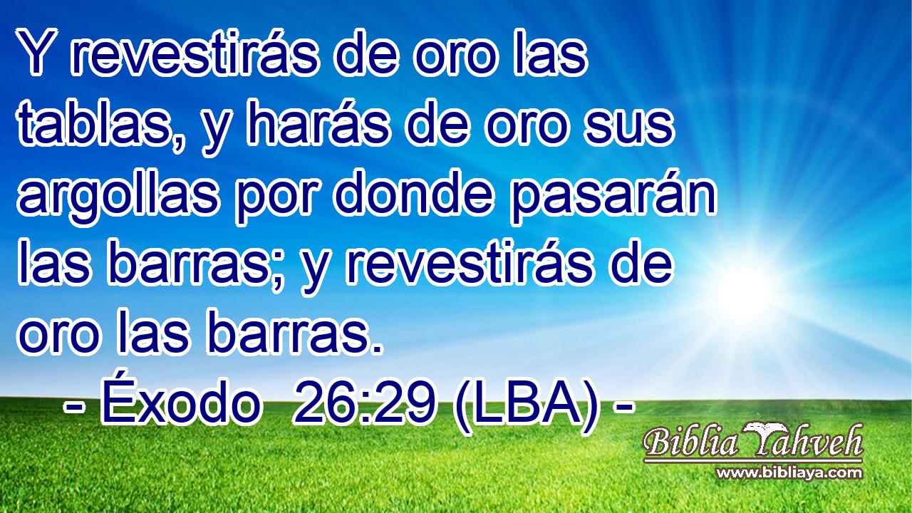 Y revestirás de oro las tablas, y harás de oro sus argollas por donde pasarán las barras; y revestirás de oro las barras.