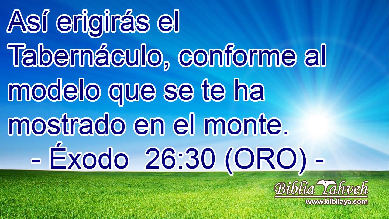  Así erigirás el Tabernáculo, conforme al modelo que se te ha mostrado en el monte. 