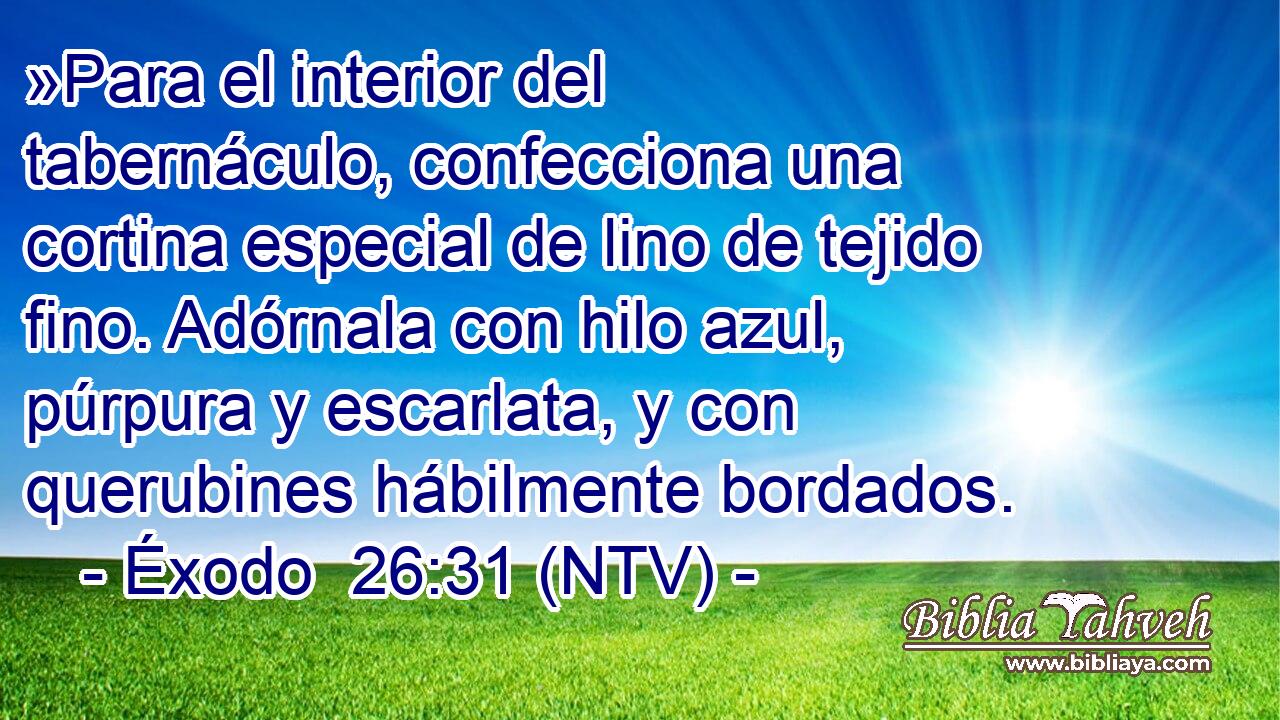»Para el interior del tabernáculo, confecciona una cortina especial de lino de tejido fino. Adórnala con hilo azul, púrpura y escarlata, y con querubines hábilmente bordados.