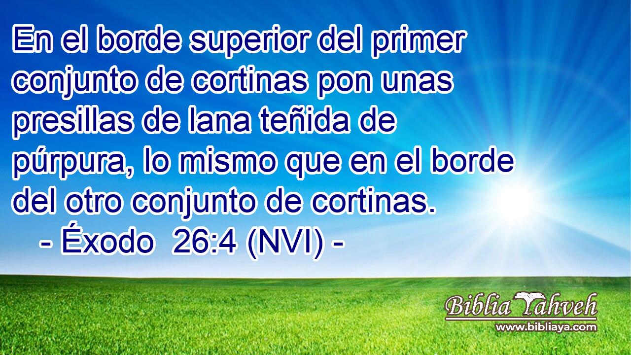  En el borde superior del primer conjunto de cortinas pon unas presillas de lana teñida de púrpura, lo mismo que en el borde del otro conjunto de cortinas. 
