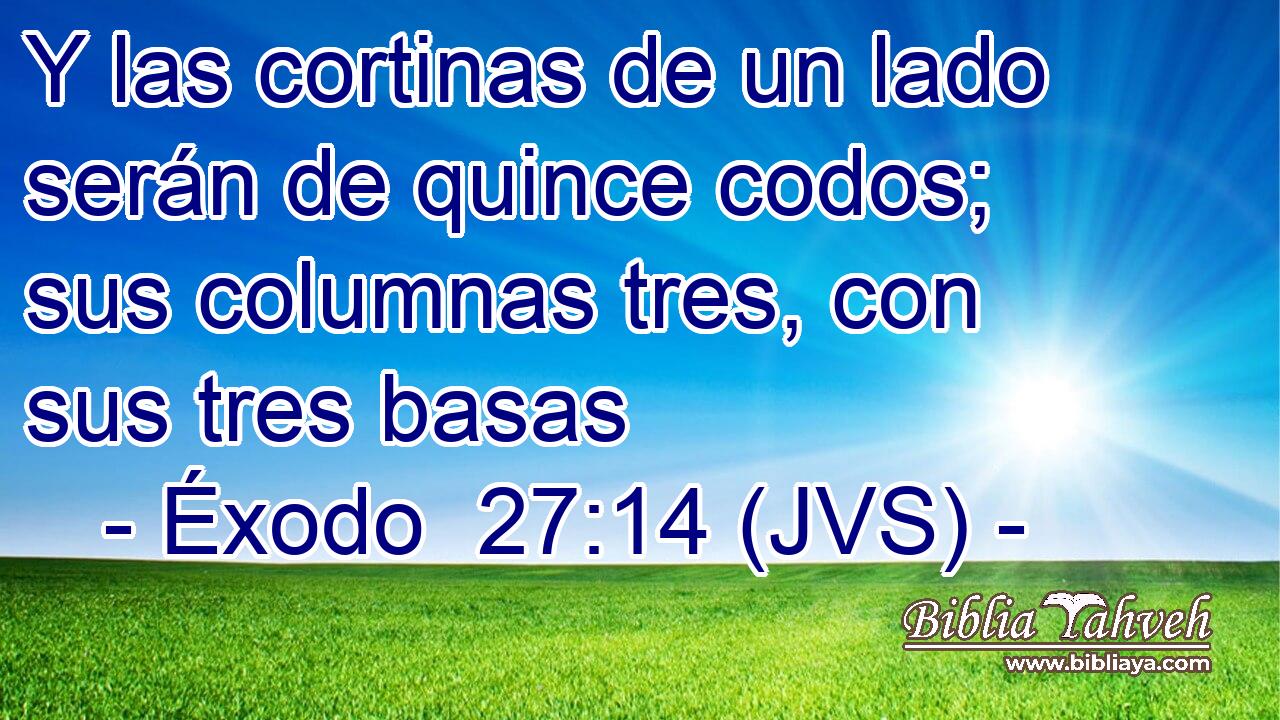 Y las cortinas de un lado serán de quince codos; sus columnas tres, con sus tres basas
