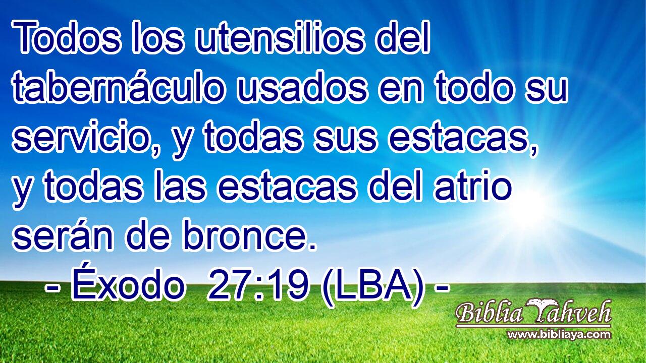 Todos los utensilios del tabernáculo usados en todo su servicio, y todas sus estacas, y todas las estacas del atrio serán de bronce.