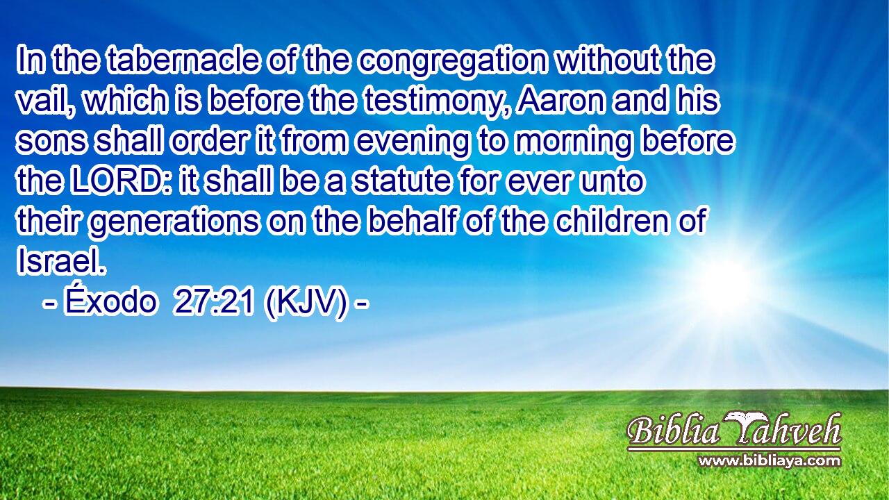 In the tabernacle of the congregation without the vail, which is before the testimony, Aaron and his sons shall order it from evening to morning before the LORD: it shall be a statute for ever unto their generations on the behalf of the children of Israel.