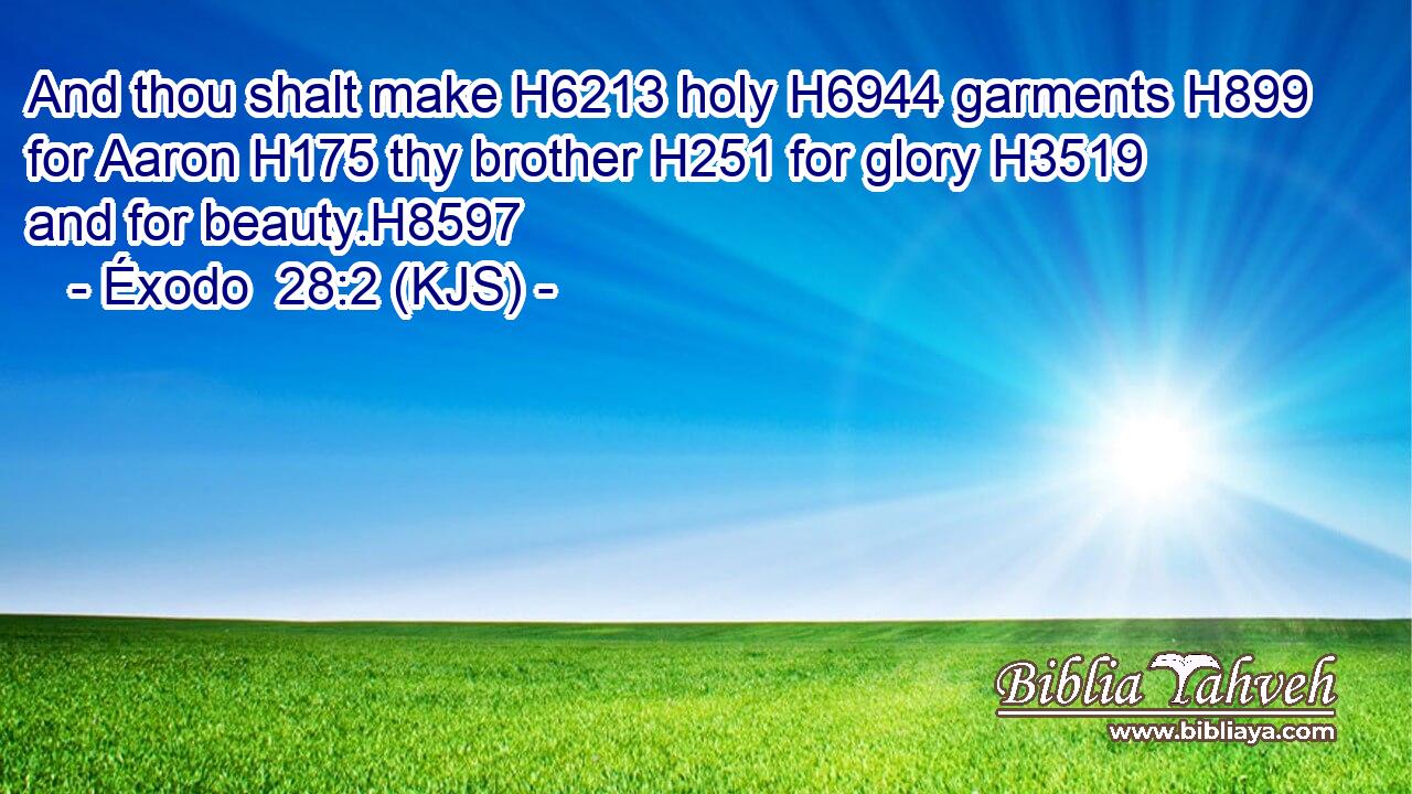 And thou shalt make H6213 holy H6944 garments H899 for Aaron H175 thy brother H251 for glory H3519 and for beauty.H8597