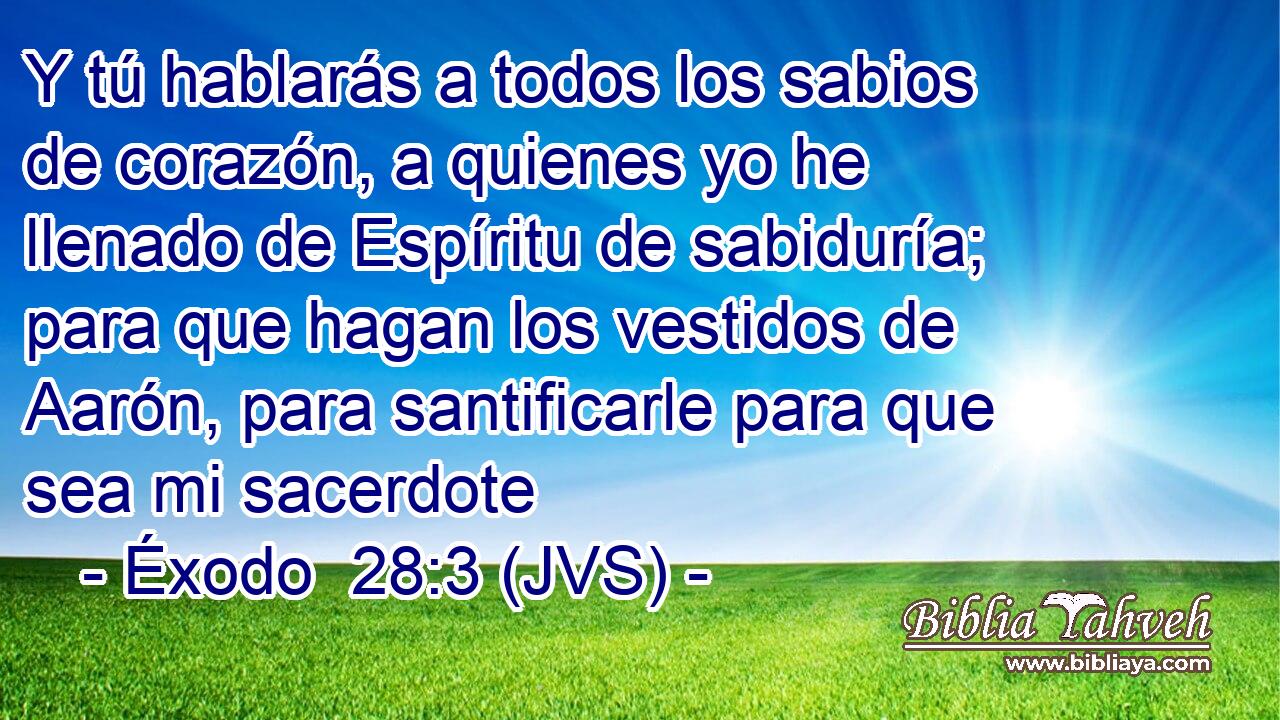 Y tú hablarás a todos los sabios de corazón, a quienes yo he llenado de Espíritu de sabiduría; para que hagan los vestidos de Aarón, para santificarle para que sea mi sacerdote