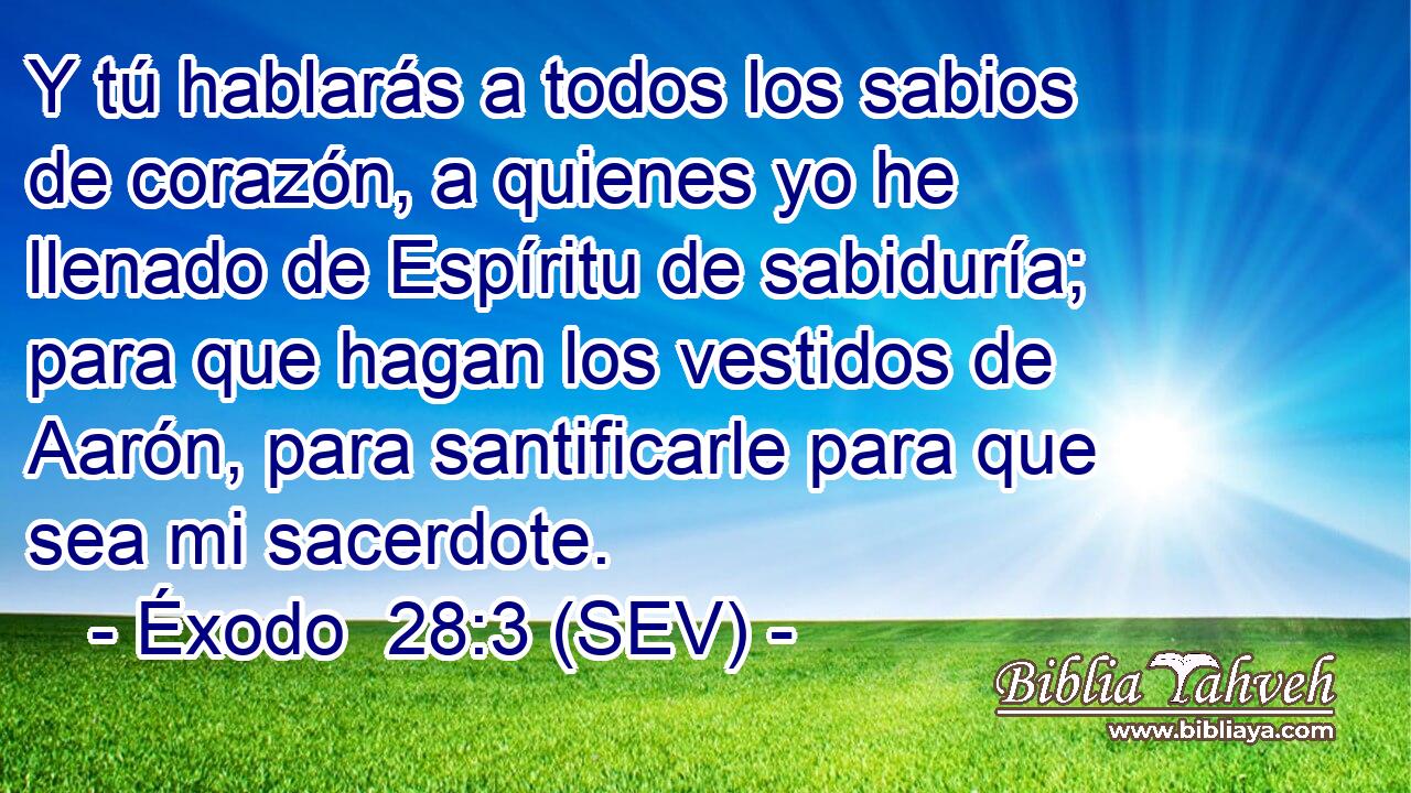 Y tú hablarás a todos los sabios de corazón, a quienes yo he llenado de Espíritu de sabiduría; para que hagan los vestidos de Aarón, para santificarle para que sea mi sacerdote.