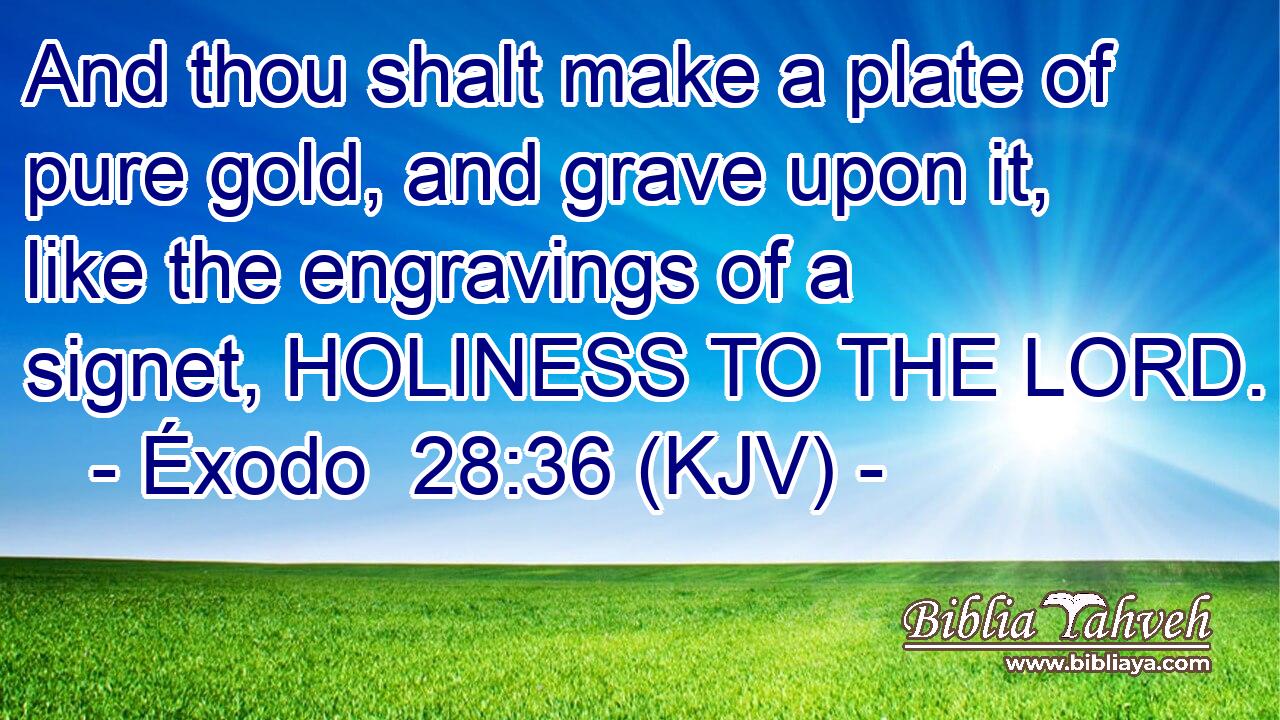 And thou shalt make a plate of pure gold, and grave upon it, like the engravings of a signet, HOLINESS TO THE LORD.