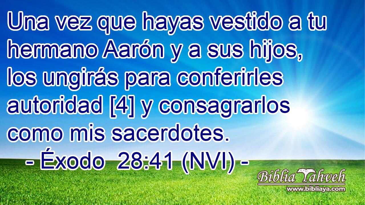  Una vez que hayas vestido a tu hermano Aarón y a sus hijos, los ungirás para conferirles autoridad [4] y consagrarlos como mis sacerdotes. 