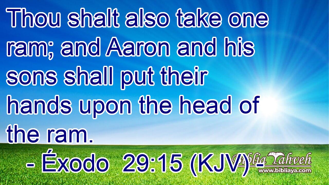 Thou shalt also take one ram; and Aaron and his sons shall put their hands upon the head of the ram.
