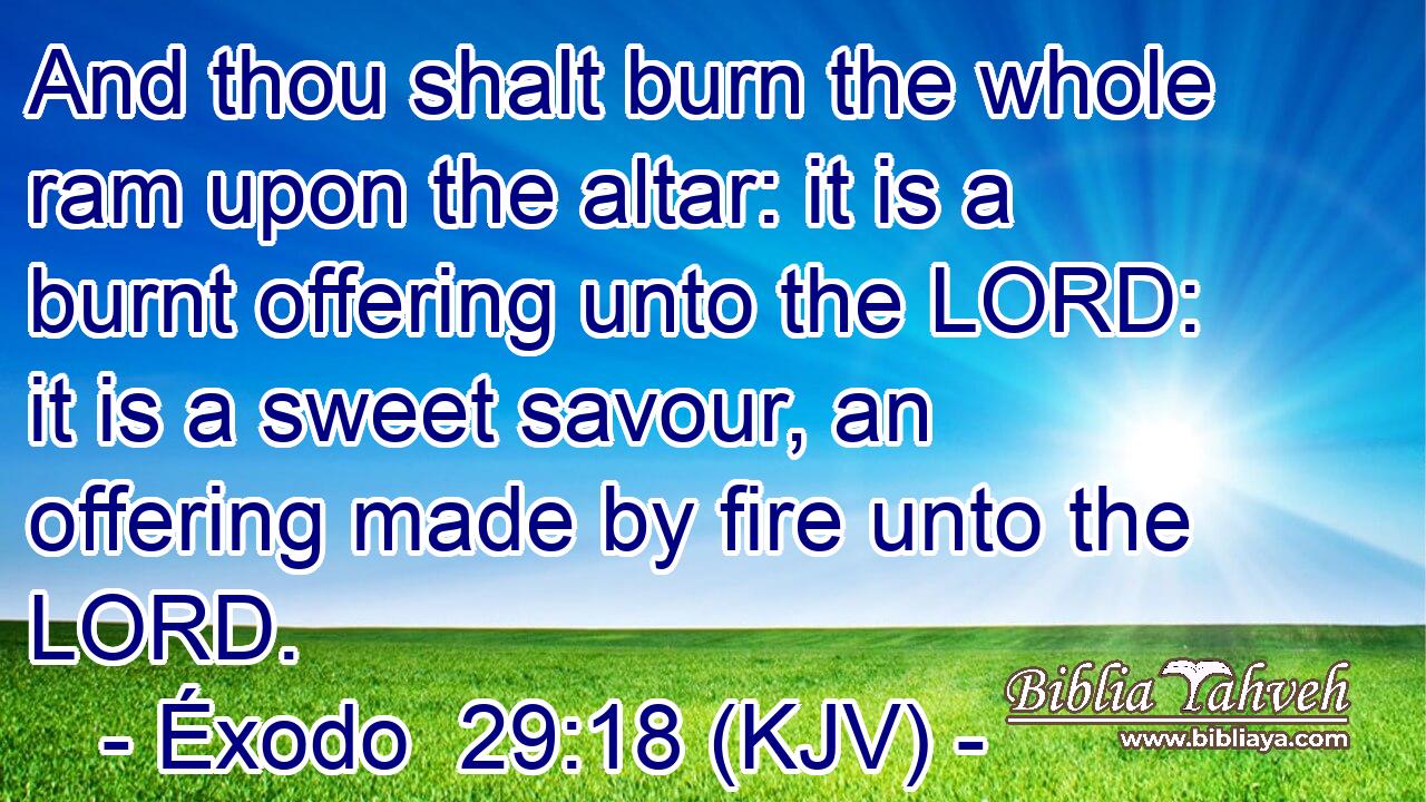 And thou shalt burn the whole ram upon the altar: it is a burnt offering unto the LORD: it is a sweet savour, an offering made by fire unto the LORD.