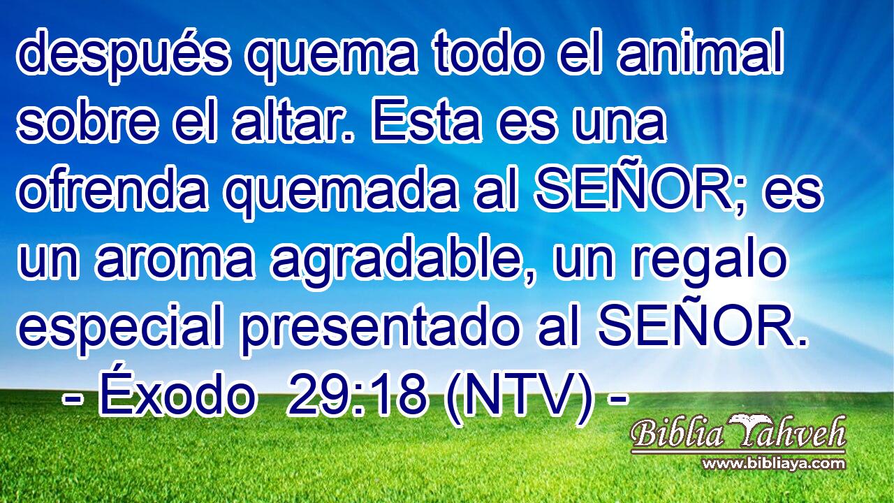 después quema todo el animal sobre el altar. Esta es una ofrenda quemada al SEÑOR; es un aroma agradable, un regalo especial presentado al SEÑOR.
