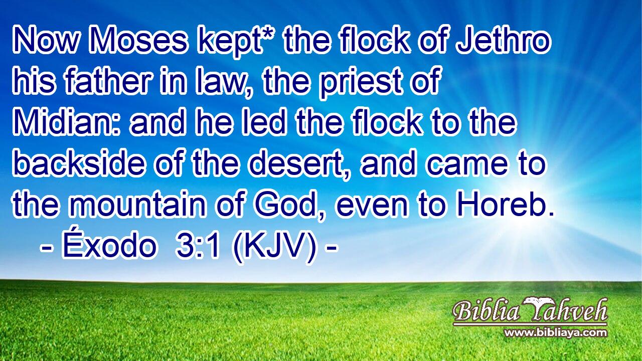 Now Moses kept* the flock of Jethro his father in law, the priest of Midian: and he led the flock to the backside of the desert, and came to the mountain of God, even to Horeb.