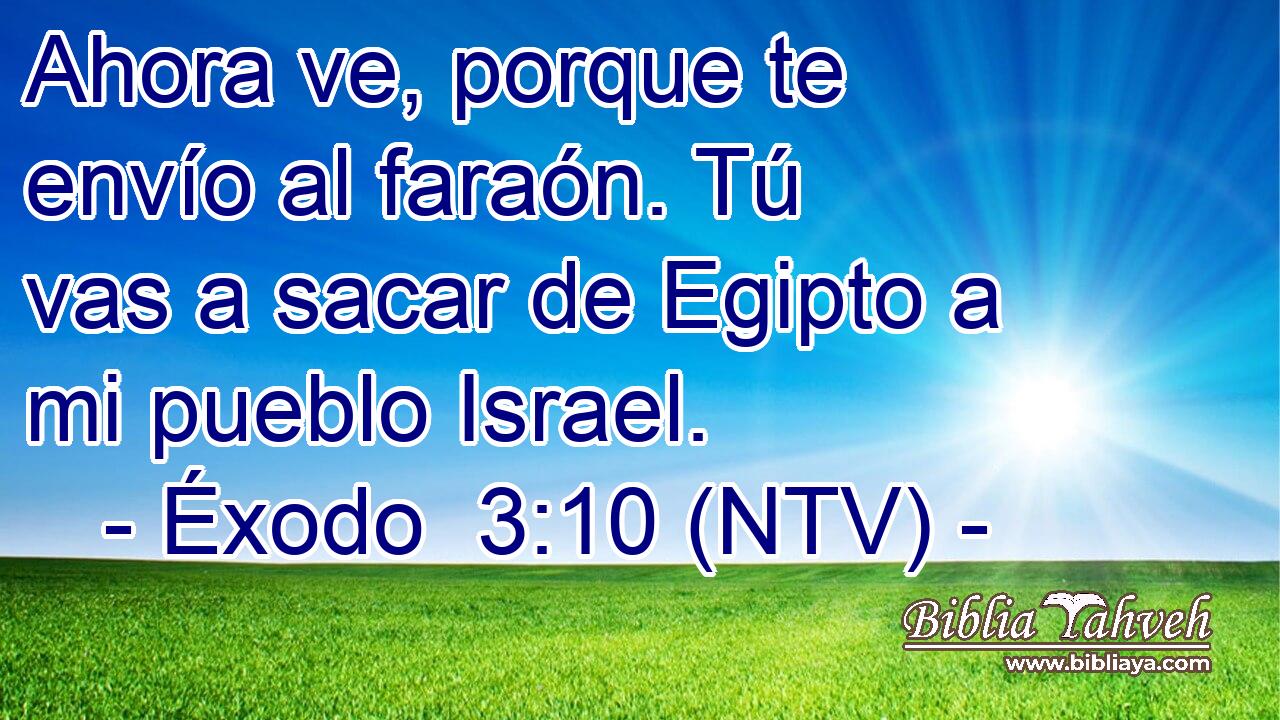 Ahora ve, porque te envío al faraón. Tú vas a sacar de Egipto a mi pueblo Israel.