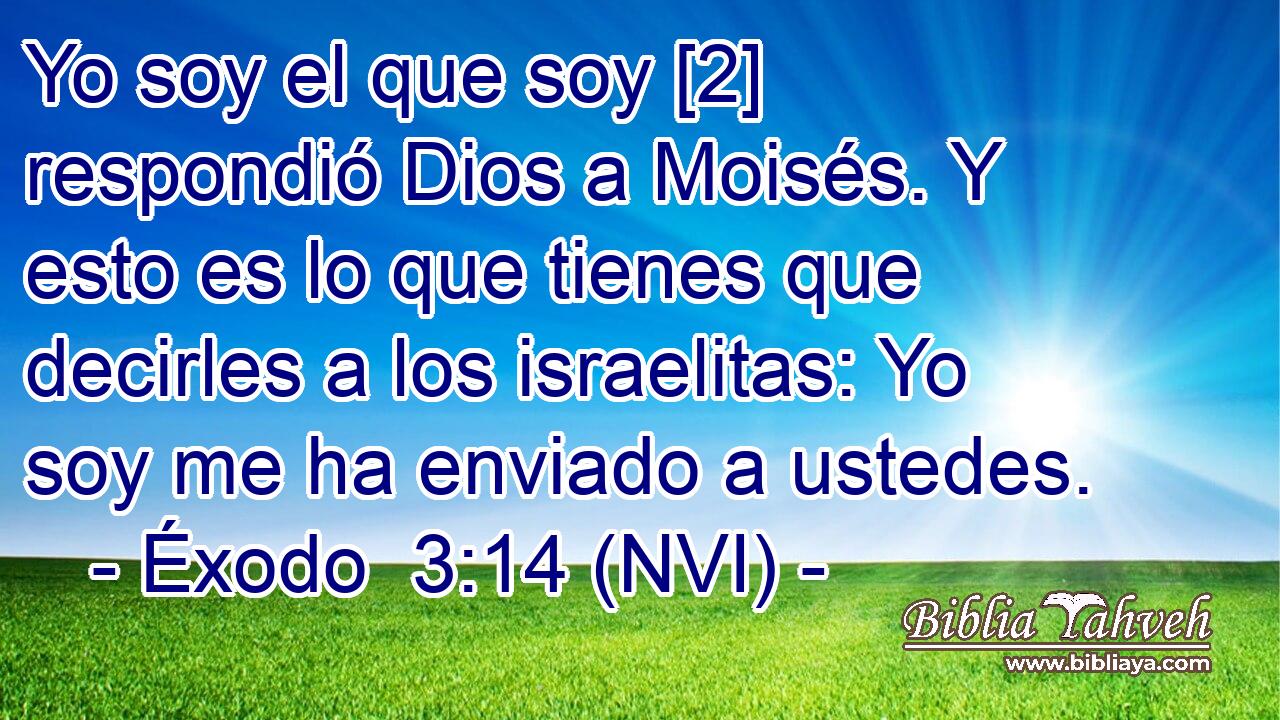  Yo soy el que soy [2] respondió Dios a Moisés. Y esto es lo que tienes que decirles a los israelitas: Yo soy me ha enviado a ustedes. 