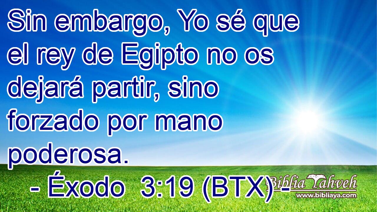 Sin embargo, Yo sé que el rey de Egipto no os dejará partir, sino forzado por mano poderosa.
