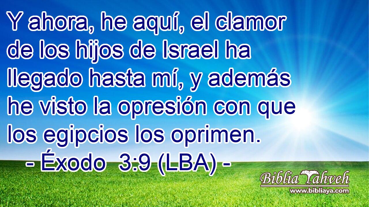 Y ahora, he aquí, el clamor de los hijos de Israel ha llegado hasta mí, y además he visto la opresión con que los egipcios los oprimen.