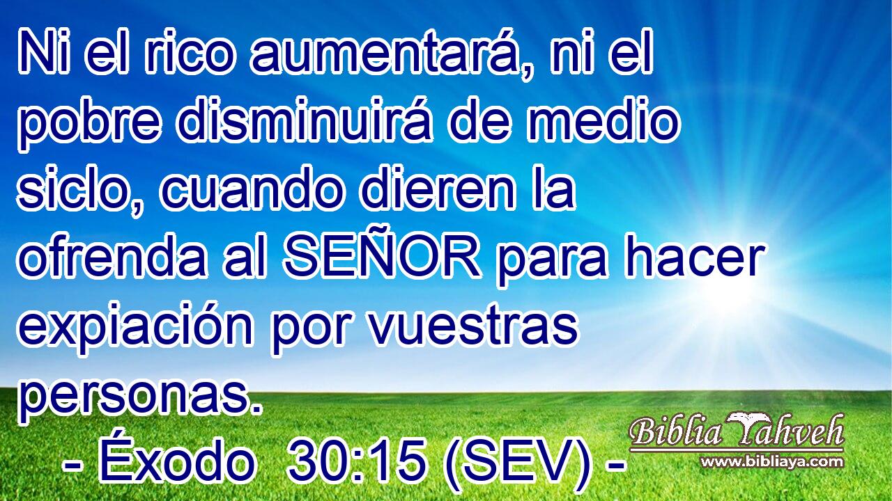 Ni el rico aumentará, ni el pobre disminuirá de medio siclo, cuando dieren la ofrenda al SEÑOR para hacer expiación por vuestras personas.