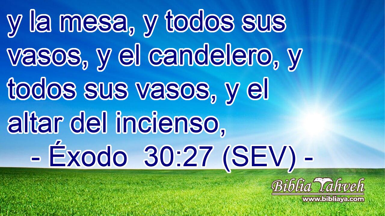 y la mesa, y todos sus vasos, y el candelero, y todos sus vasos, y el altar del incienso,