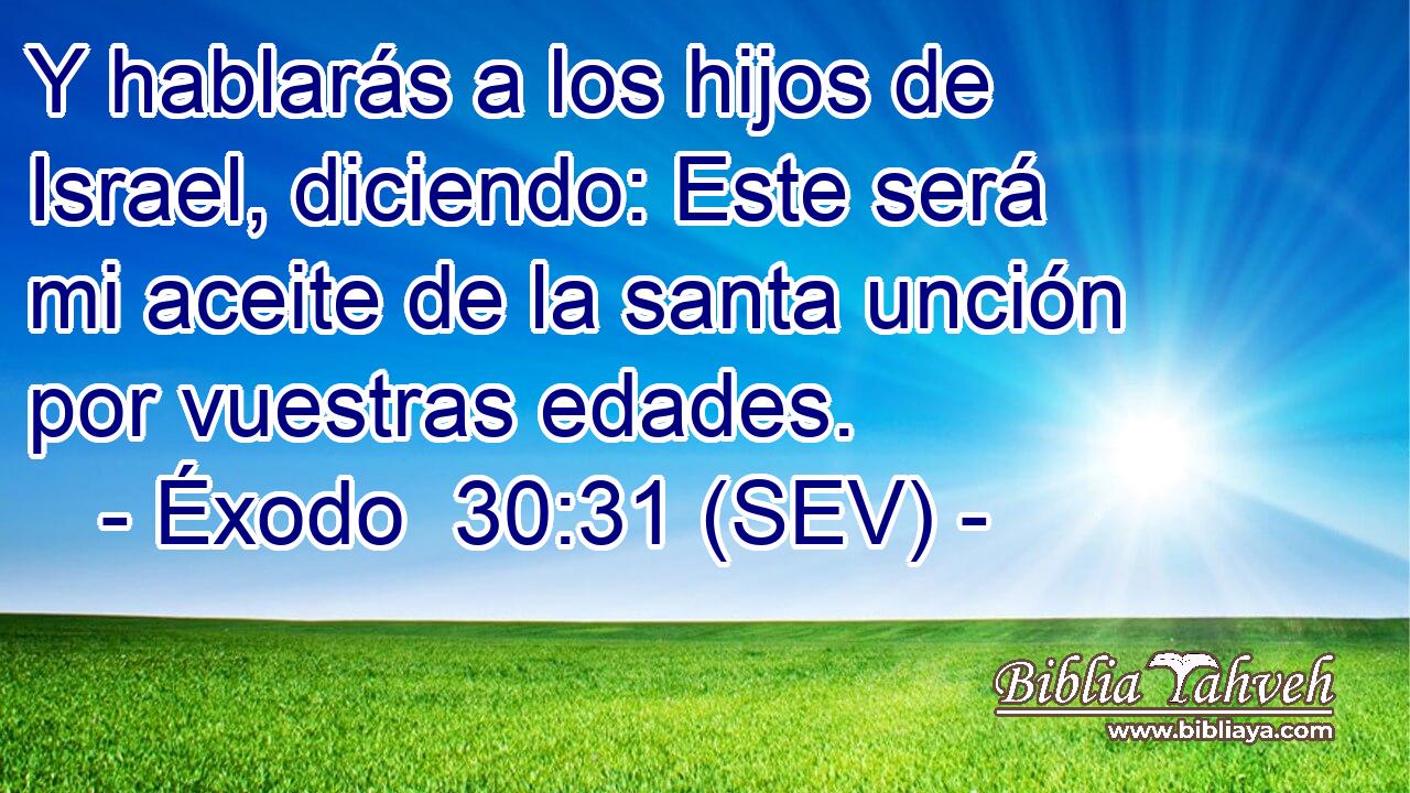 Y hablarás a los hijos de Israel, diciendo: Este será mi aceite de la santa unción por vuestras edades.
