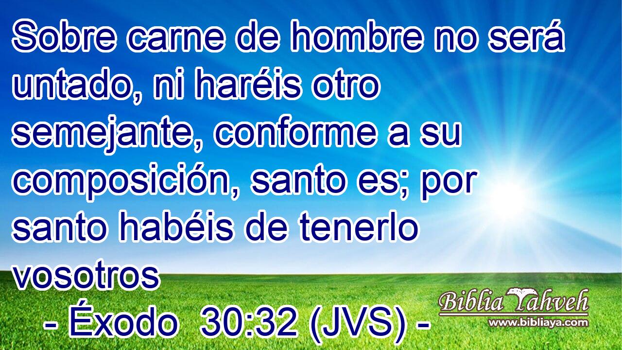 Sobre carne de hombre no será untado, ni haréis otro semejante, conforme a su composición, santo es; por santo habéis de tenerlo vosotros