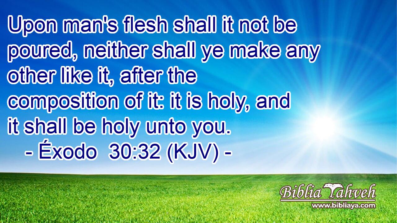Upon man's flesh shall it not be poured, neither shall ye make any other like it, after the composition of it: it is holy, and it shall be holy unto you.