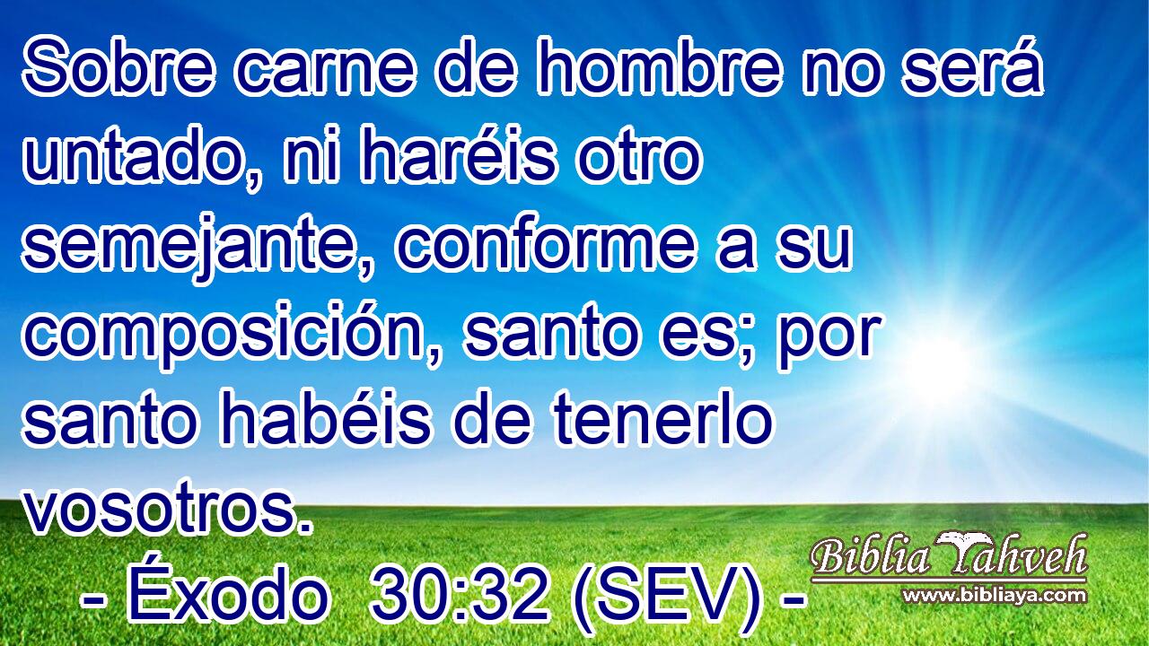 Sobre carne de hombre no será untado, ni haréis otro semejante, conforme a su composición, santo es; por santo habéis de tenerlo vosotros.