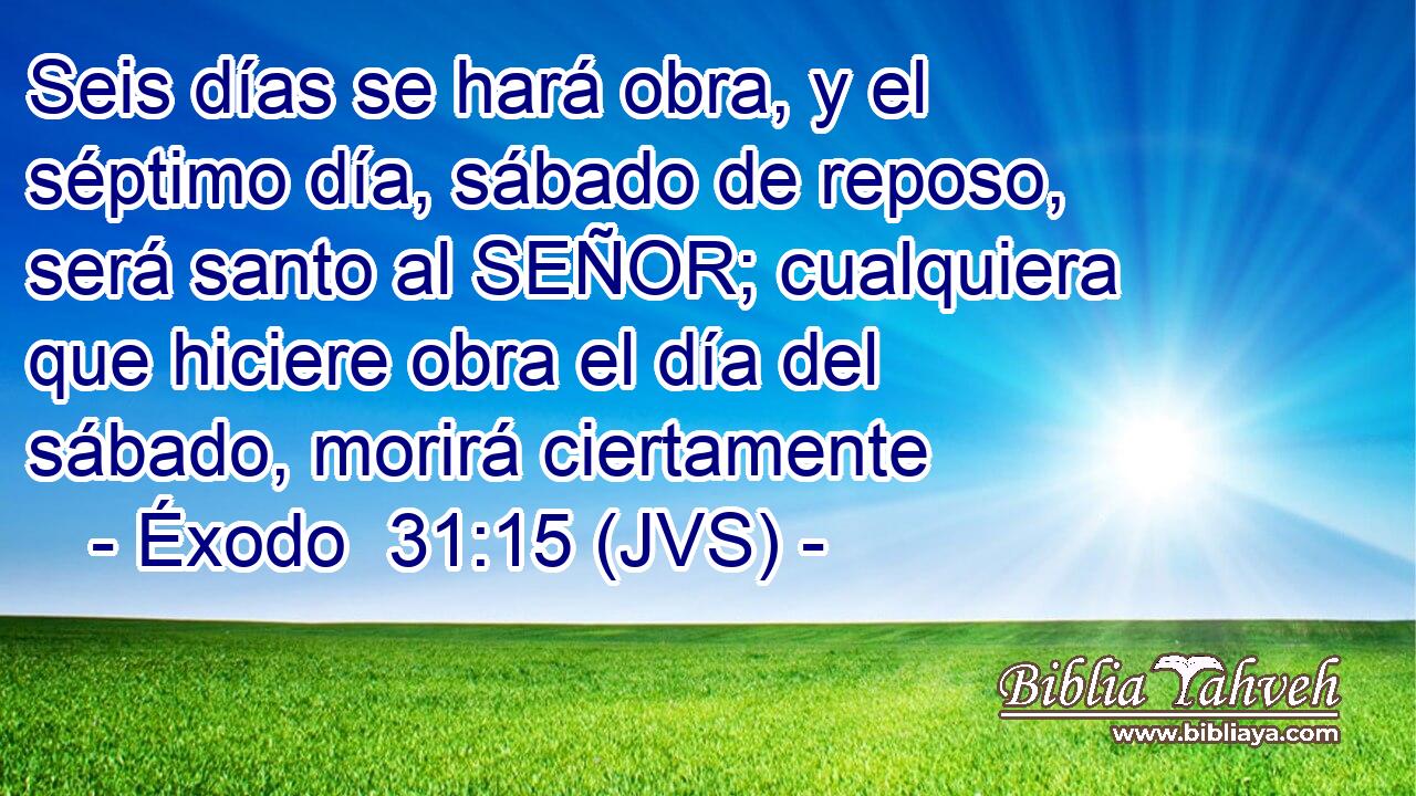 Seis días se hará obra, y el séptimo día, sábado de reposo, será santo al SEÑOR; cualquiera que hiciere obra el día del sábado, morirá ciertamente